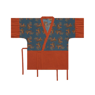 谜阿凰【羽人御虎半袖蓝】晋制半臂交窬裙夏季成人新中式日常汉服