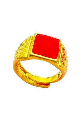 沙金绿宝石镶钻福字戒指子男天鹅