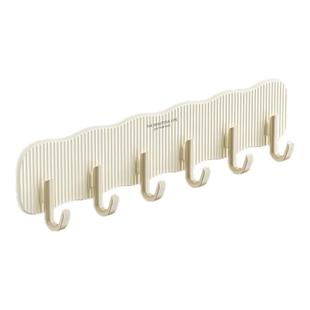 奶油风连排挂钩免打孔高承重置物架门后挂衣架卫生间浴室无痕挂架