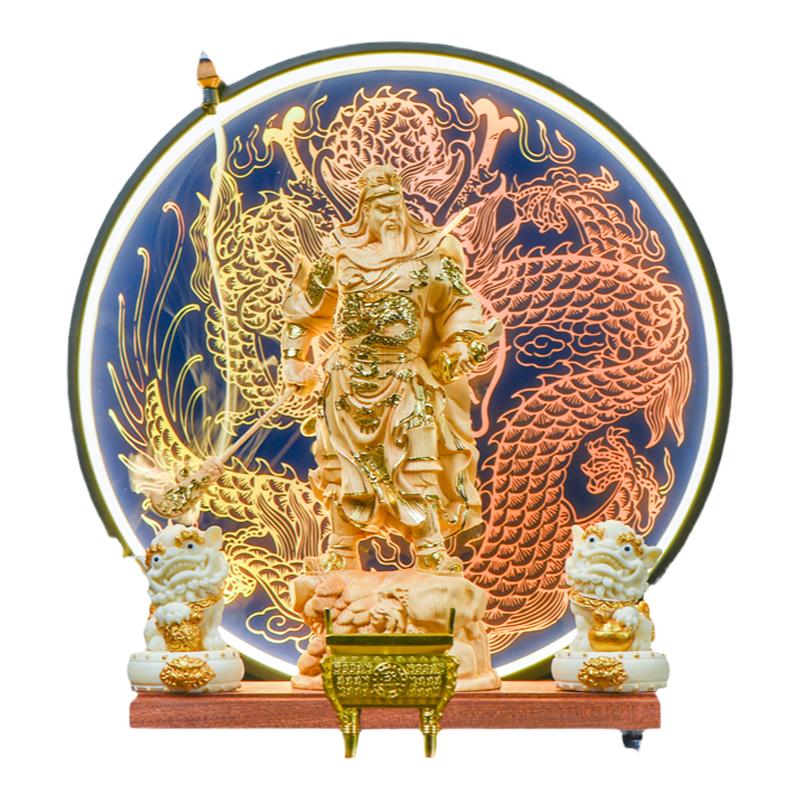 馥初心木雕招财关二爷关公像摆件