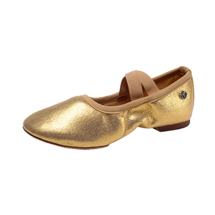 金色舞蹈鞋女软底专业古典舞鞋成人不累脚芭蕾练功鞋带跟跳舞鞋