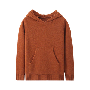 儿童帽衫100%纯全山羊绒连帽针织衫男童2025新款秋冬加厚女童毛衣