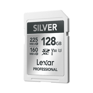 雷克沙sd卡存储卡128g内存卡佳能富士尼康相机V30闪存卡Silver