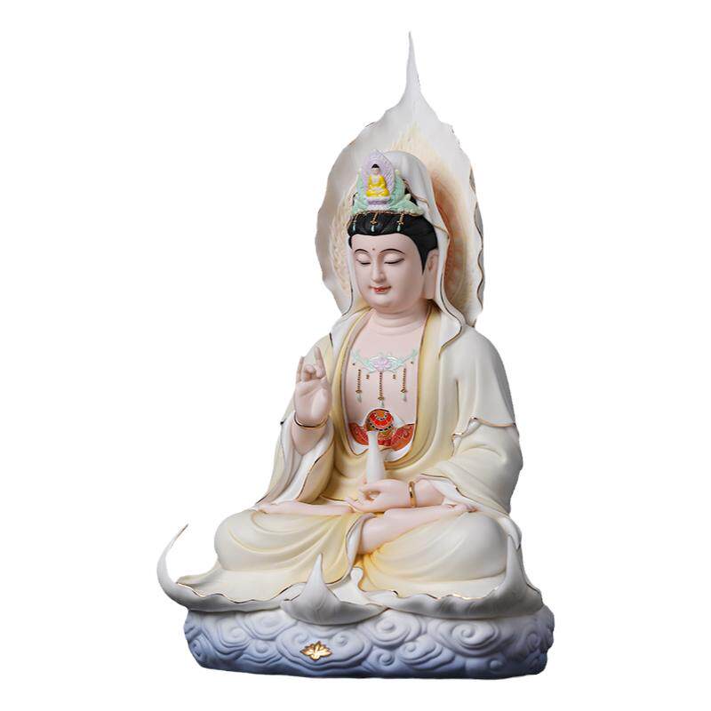 戴玉堂林弋新陶瓷摆件《菩提观音橙黄彩》观世音菩萨佛像家居饰品