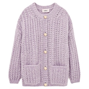 【限时7折】[臻奢系列]bash春季薰衣草针织开衫毛衣女1H25BOSI
