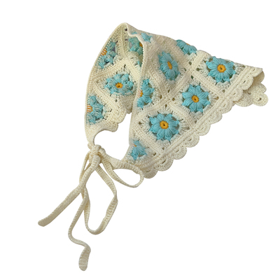 可爱钩花法式复古头巾