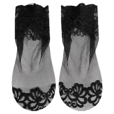 橙乙蕾丝短袜女性感显瘦春夏纯棉