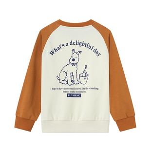 多多家男童卫衣春秋季2026新款儿童插肩袖拼色印花男孩洋气上衣潮