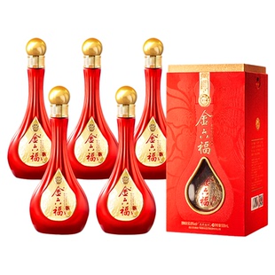 金六福50.8度白酒整箱兼香型纯粮食酒花开福到500ml*6瓶礼盒装