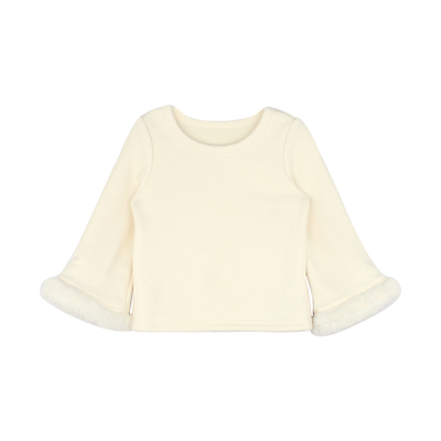 utouto大耳象女童袖口毛绒打底上衣2025冬季新款宝儿加绒百搭打底