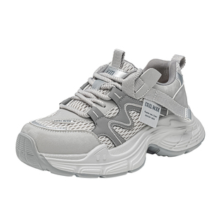 依思q灰色老爹鞋女2026新款春季爆款鞋子厚底增高百搭休闲运动鞋