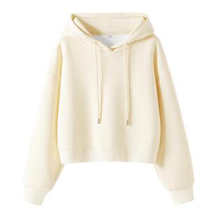 班尼路S&K系列加绒卫衣女2026新款冬季宽松内搭短款奥粒绒厚帽衫M