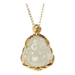 宫里上新玉佛项链女纯银和田玉弥勒佛公吊坠挂坠送妈妈生日礼物