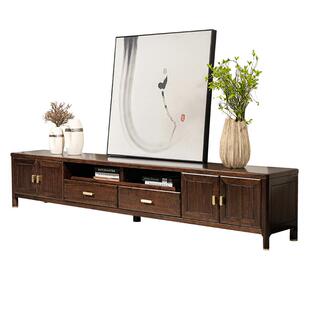 实木电视柜客厅家用中古风乌金木茶几电视柜客厅2026新款加宽地柜