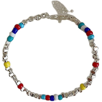 925银彩色串珠碎银子叠戴项链