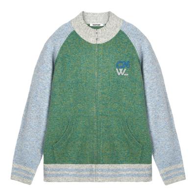 【陈伟霆】CANOTWAIT复古撞色拉链羊毛混纺毛衣开衫宽松男女同款