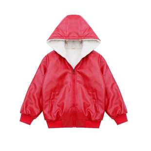 童装男童皮衣外套2025儿童秋冬季夹克连帽加绒加厚外衣宝宝上衣潮