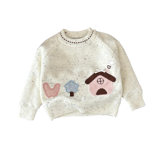 女童加德绒套头毛衣秋冬新款女宝宝甜美针织加绒加厚内搭毛线衣潮