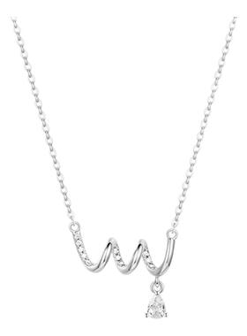 银色波浪吊坠项链女冷淡风高级感