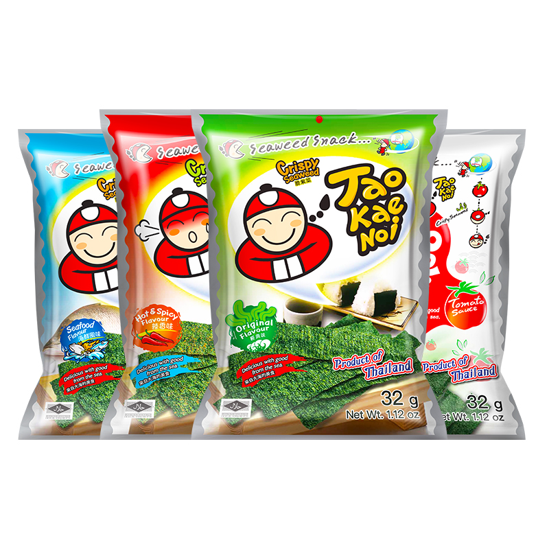 老板仔TAOKAENOI海苔片泰国进口网红即食零食紫菜零食袋装32G*6包