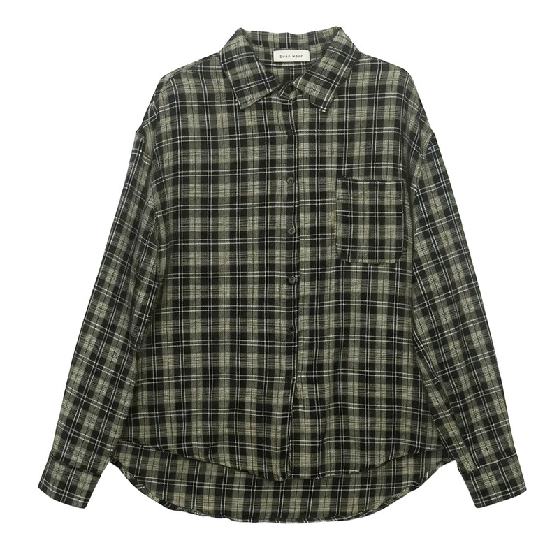 EverWear纯棉黑白格纹宽松衬衫