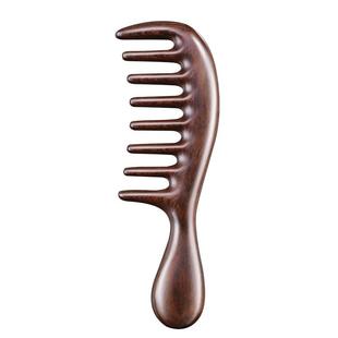 黑檀梳子女家用按摩头皮经络防梳头静电便携大齿檀木长卷发木梳子