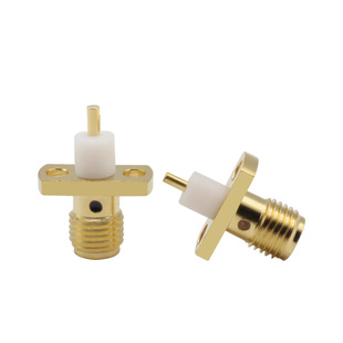 射频连接器SMA-KFD46镀金灌胶2孔小法兰 8.6MM孔距面板微带固定母