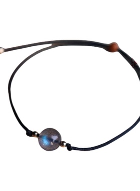 天然蓝光灰月光石转运珠可调手链