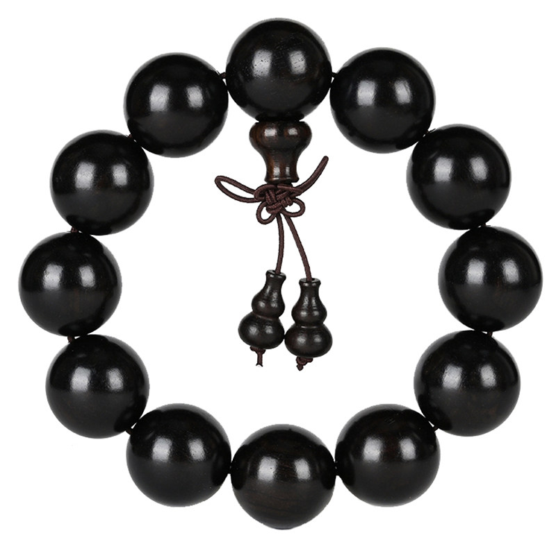 黑檀木手串文玩天然乌木紫光檀男女情侣饰品黑珍珠手链雷击木念珠