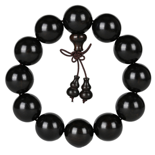 黑檀木手串文玩天然乌木紫光檀男女情侣饰品黑珍珠手链雷击木念珠