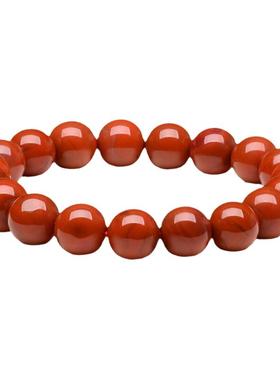 石玥珠宝 精品9-10mm凉山南红玛瑙手串本命年转运珠手链 男女士款