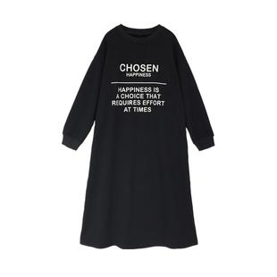 大码卫衣裙长款过膝宽松胖mm加厚加绒女士秋冬季新款巨显瘦连衣裙