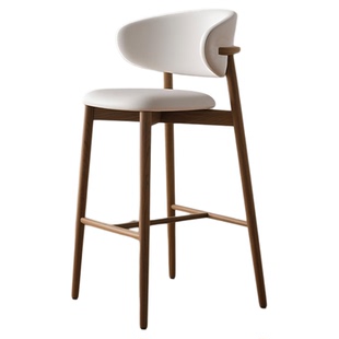 实木酒吧台高脚靠背椅子设计师岛台加高餐椅家用7655CM可定制坐高