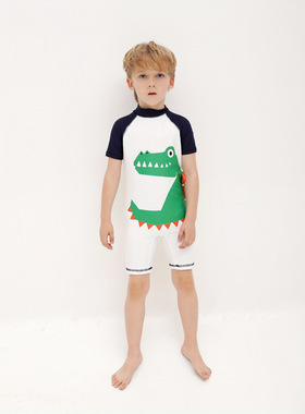 R 12487 Crocodile printed kids' swimsuit 鳄鱼卡通儿童泳