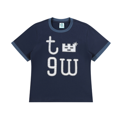 TGWALL撞色贴布绣显瘦T恤