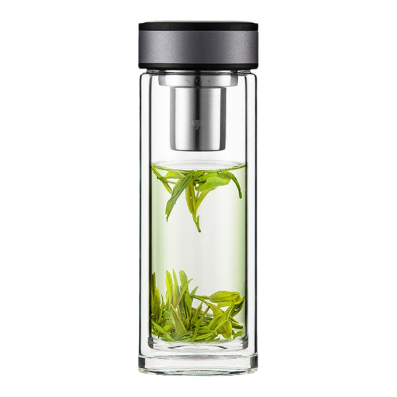 新品玻璃双层隔热大容量刻字茶杯
