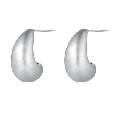 一撇一捺拉丝耳钉女百搭简约银色