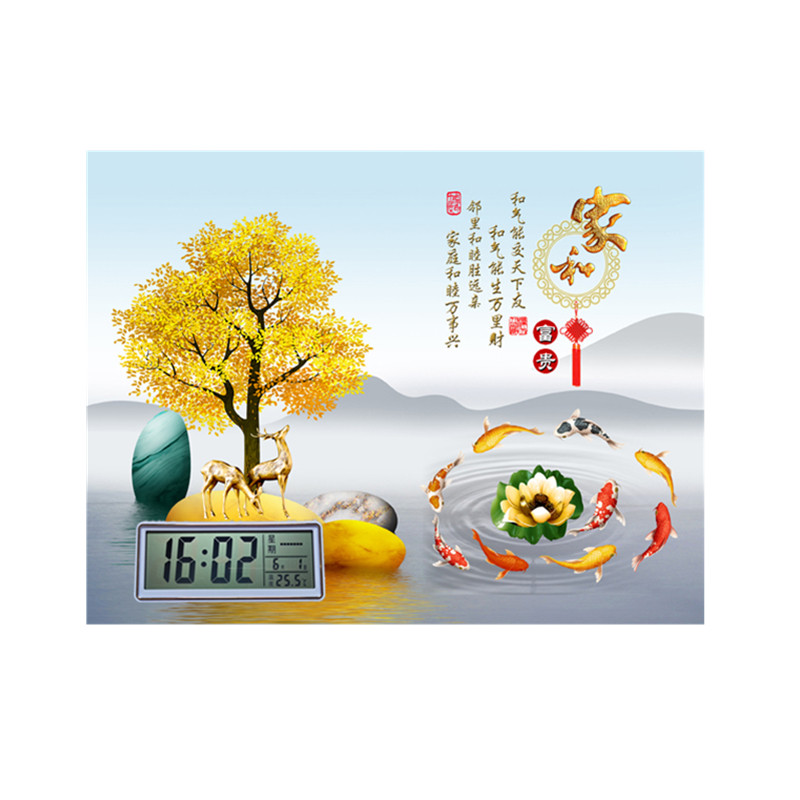 【万年历】电表箱装饰画带钟表遮挡配电箱装饰画铝合金框电池款