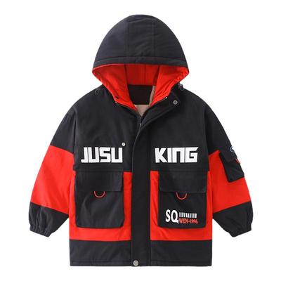 男童冬装外套加绒加厚派克服棉衣