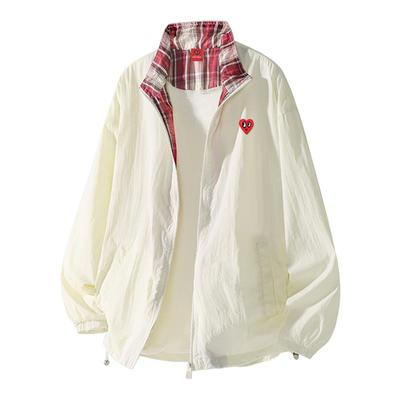 查尔斯桃心 UPF50+拼接撞色立领格子防晒衣男外套皮肤防紫外线