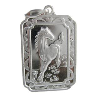 S999纯银12生肖吊坠牌子男女款挂件鼠牛虎兔龙蛇马羊猴鸡狗猪吊牌