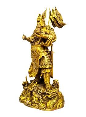 黄铜祝福中式客厅铜九龙关公摆件