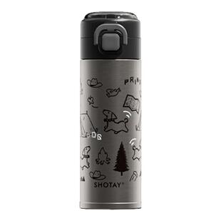 shotay 316L不锈钢保温杯女生高颜值吸管杯学生上学专用便携水杯