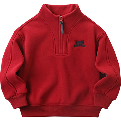 男童冬季奥粒绒半开拉链加绒卫衣