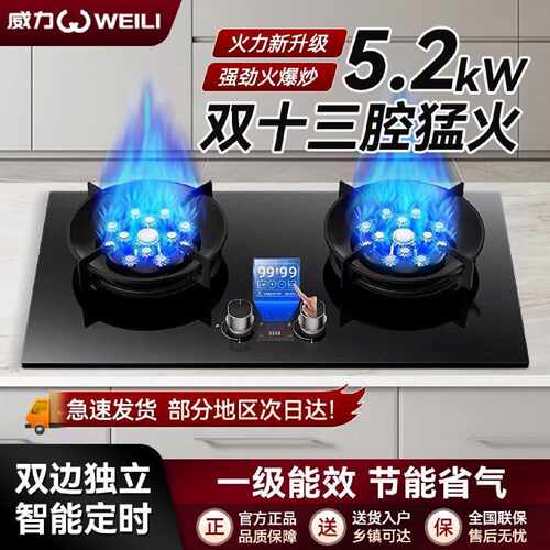 威力燃气灶双灶煤气灶家用鸳鸯灶台式嵌入式猛火炉具炉盘