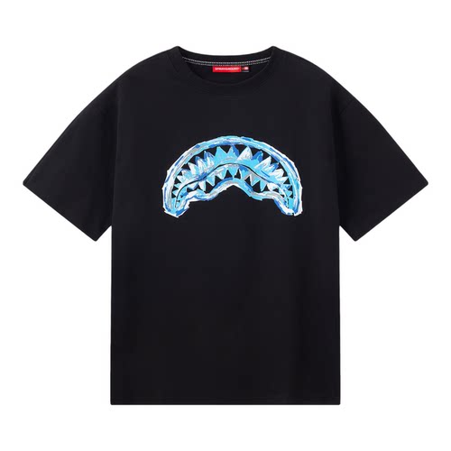 SprayGround鲨鱼嘴logo潮流休闲涂鸦短袖 印花宽松休闲透气T恤夏
