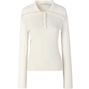 IIIVIVINIKO“丝羊毛纱线”翻领一手长针织套头衫女M310115607B