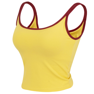 健身女孩夏季瑜伽服背心带胸垫运动内衣显瘦无袖普拉提上衣套装新