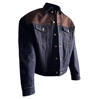 谷安关麂皮原牛牛仔夹克外套上衣