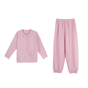 朵朵可可家居服睡衣女2025新款秋季纯棉刺绣花领长袖可爱甜美套装